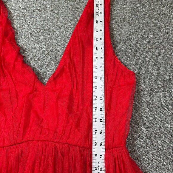 Lace & Beads ASOS Ella Tulle Maxi Prom Dress in Bright Ruby Red Women's Size 14 - Picture 5 of 7